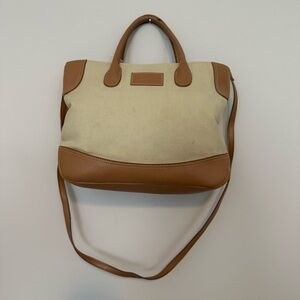 Etienne Aigner Tan and Cream Tote Bag